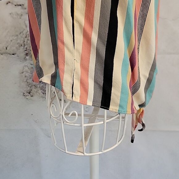 Rewind Striped Off The Shoulder Womens Top Size M - Picture 6 of 11